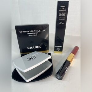 CHANEL White Compact Mirror and Lipstick